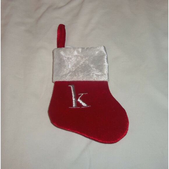 Lower Case k Monogram on red MINI Christmas Stocking 8"X6" by Merry Brite - Picture 2 of 2